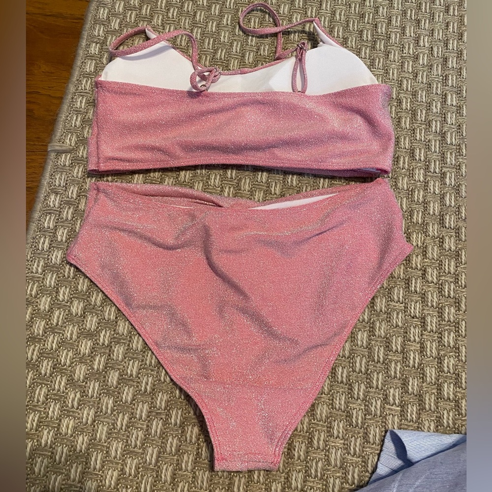 NWT Pink Boutique Sparkly Bikini Large - Picture 4 of 7